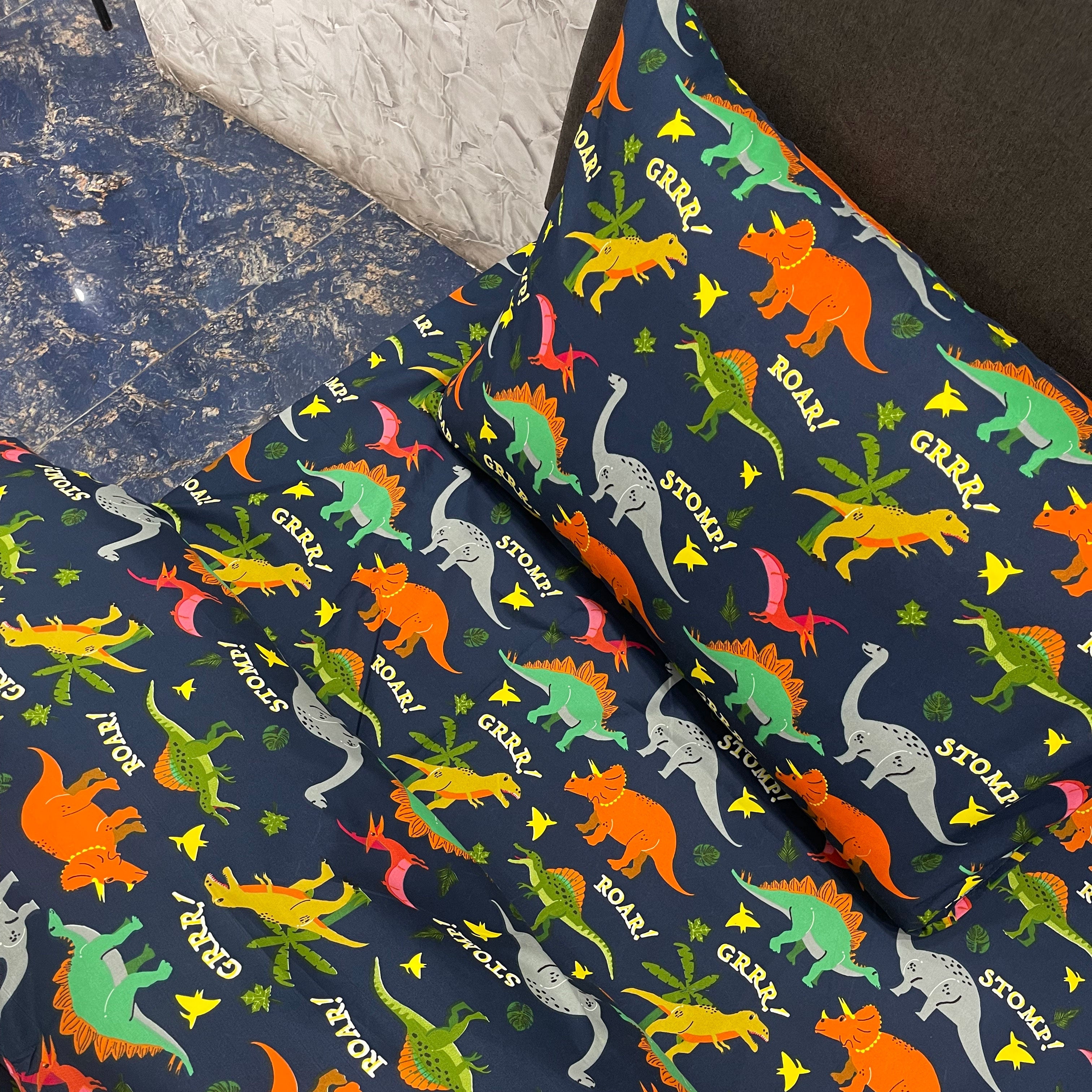 Dinosaur Planet Super soft 100% Microfiber Fabric Kids bedding set Include 1 Duvet cover, 1 Flat sheet, 1 Pillow Case