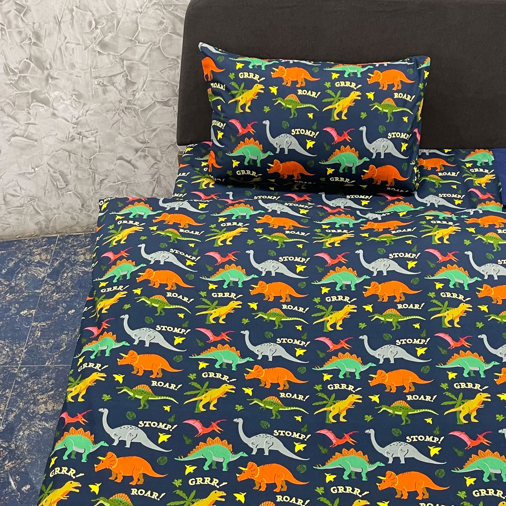 Dinosaur Planet Super soft 100% Microfiber Fabric Kids bedding set Include 1 Duvet cover, 1 Flat sheet, 1 Pillow Case